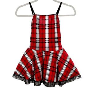 Vintage 80s Dansco Dance Dress Girls Costume Dress Plaid Halloween Youth Medium